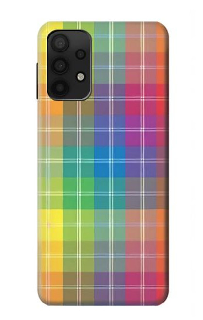 W3942 LGBTQ Rainbow Plaid Tartan Hülle Schutzhülle Taschen und Leder Flip für Samsung Galaxy A32 5G