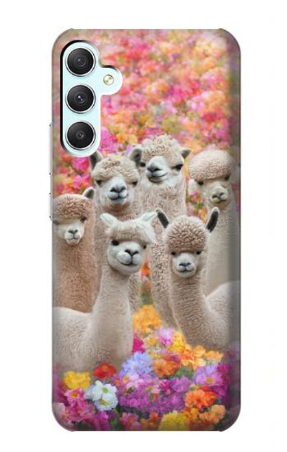 W3916 Alpaca Family Baby Alpaca Hülle Schutzhülle Taschen und Leder Flip für Samsung Galaxy A34 5G