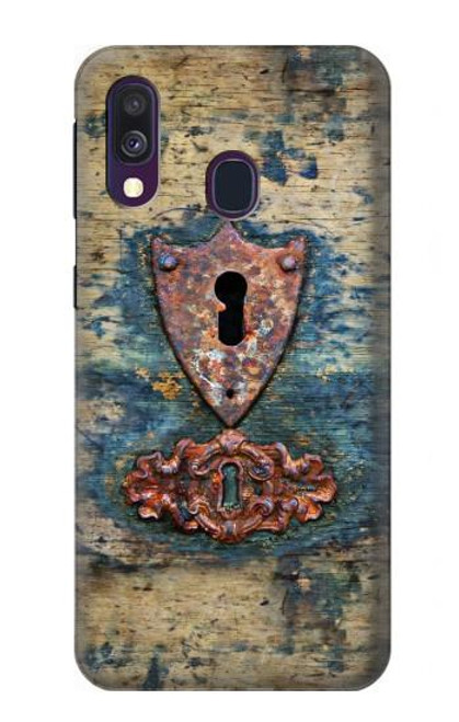 W3955 Vintage Keyhole Weather Door Hülle Schutzhülle Taschen und Leder Flip für Samsung Galaxy A40