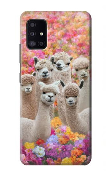 W3916 Alpaca Family Baby Alpaca Hülle Schutzhülle Taschen und Leder Flip für Samsung Galaxy A41