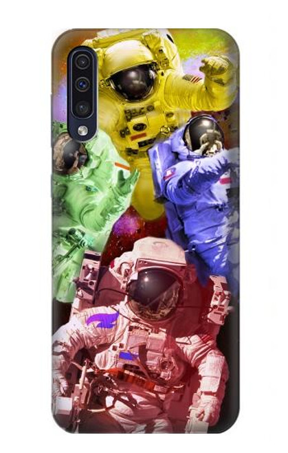 W3914 Colorful Nebula Astronaut Suit Galaxy Hülle Schutzhülle Taschen und Leder Flip für Samsung Galaxy A50