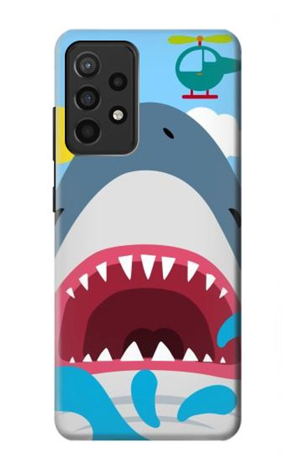 W3947 Shark Helicopter Cartoon Hülle Schutzhülle Taschen und Leder Flip für Samsung Galaxy A52, Galaxy A52 5G