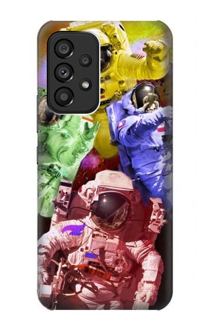 W3914 Colorful Nebula Astronaut Suit Galaxy Hülle Schutzhülle Taschen und Leder Flip für Samsung Galaxy A53 5G