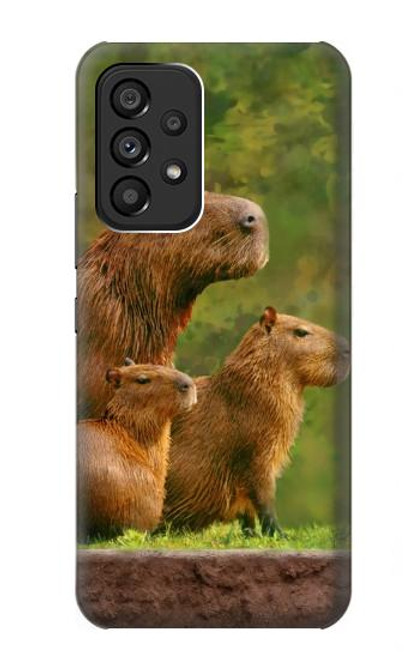 W3917 Capybara Family Giant Guinea Pig Hülle Schutzhülle Taschen und Leder Flip für Samsung Galaxy A53 5G