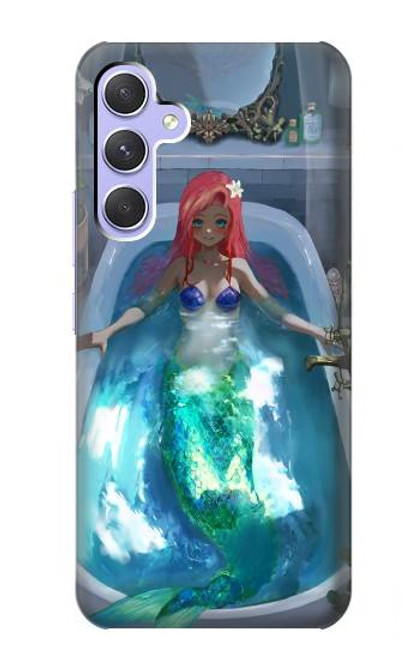 W3912 Cute Little Mermaid Aqua Spa Hülle Schutzhülle Taschen und Leder Flip für Samsung Galaxy A54 5G