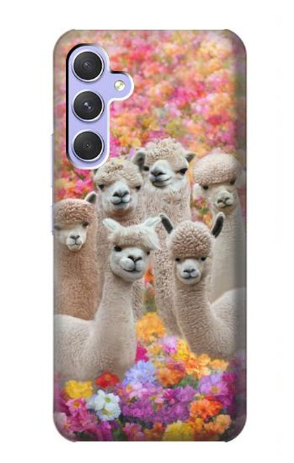 W3916 Alpaca Family Baby Alpaca Hülle Schutzhülle Taschen und Leder Flip für Samsung Galaxy A54 5G