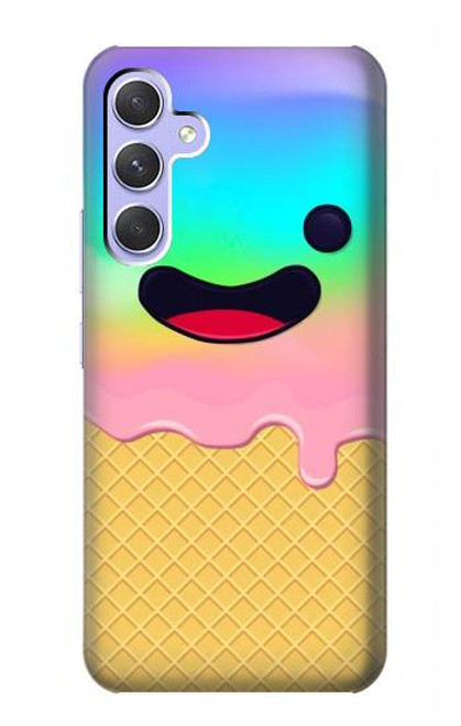 W3939 Ice Cream Cute Smile Hülle Schutzhülle Taschen und Leder Flip für Samsung Galaxy A54 5G