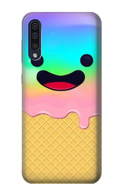 W3939 Ice Cream Cute Smile Hülle Schutzhülle Taschen und Leder Flip für Samsung Galaxy A70