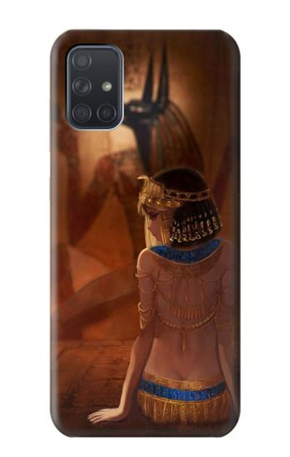 W3919 Egyptian Queen Cleopatra Anubis Hülle Schutzhülle Taschen und Leder Flip für Samsung Galaxy A71 5G