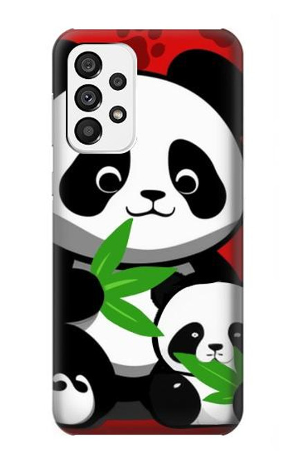 W3929 Cute Panda Eating Bamboo Hülle Schutzhülle Taschen und Leder Flip für Samsung Galaxy A73 5G