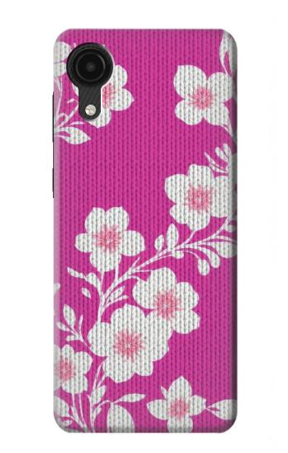 W3924 Cherry Blossom Pink Background Hülle Schutzhülle Taschen und Leder Flip für Samsung Galaxy A03 Core
