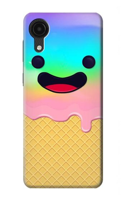 W3939 Ice Cream Cute Smile Hülle Schutzhülle Taschen und Leder Flip für Samsung Galaxy A03 Core