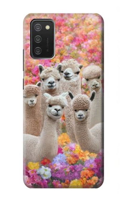 W3916 Alpaca Family Baby Alpaca Hülle Schutzhülle Taschen und Leder Flip für Samsung Galaxy A03S