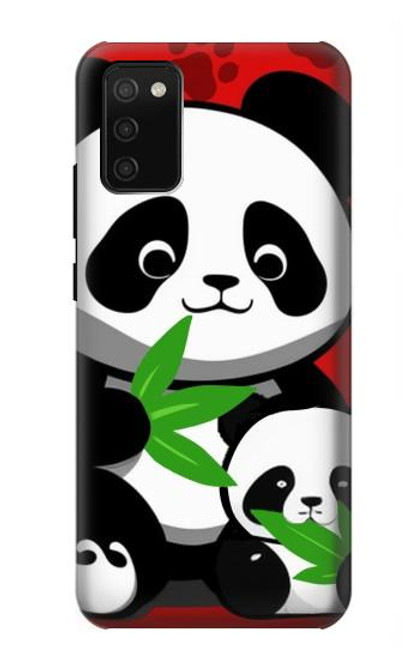 W3929 Cute Panda Eating Bamboo Hülle Schutzhülle Taschen und Leder Flip für Samsung Galaxy A02s, Galaxy M02s  (NOT FIT with Galaxy A02s Verizon SM-A025V)