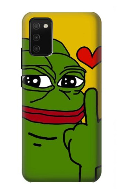 W3945 Pepe Love Middle Finger Hülle Schutzhülle Taschen und Leder Flip für Samsung Galaxy A02s, Galaxy M02s  (NOT FIT with Galaxy A02s Verizon SM-A025V)