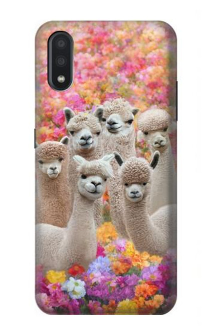 W3916 Alpaca Family Baby Alpaca Hülle Schutzhülle Taschen und Leder Flip für Samsung Galaxy A01