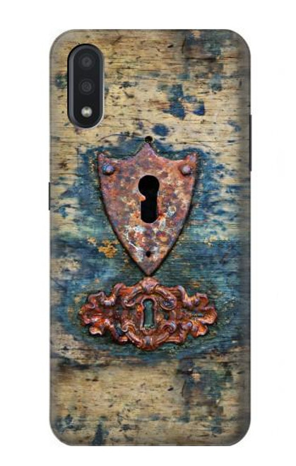 W3955 Vintage Keyhole Weather Door Hülle Schutzhülle Taschen und Leder Flip für Samsung Galaxy A01