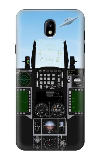 W3933 Fighter Aircraft UFO Hülle Schutzhülle Taschen und Leder Flip für Samsung Galaxy J7 (2018), J7 Aero, J7 Top, J7 Aura, J7 Crown, J7 Refine, J7 Eon, J7 V 2nd Gen, J7 Star