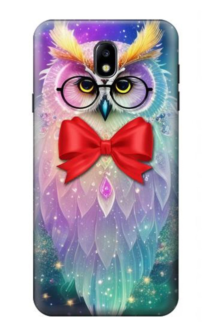 W3934 Fantasy Nerd Owl Hülle Schutzhülle Taschen und Leder Flip für Samsung Galaxy J7 (2018), J7 Aero, J7 Top, J7 Aura, J7 Crown, J7 Refine, J7 Eon, J7 V 2nd Gen, J7 Star