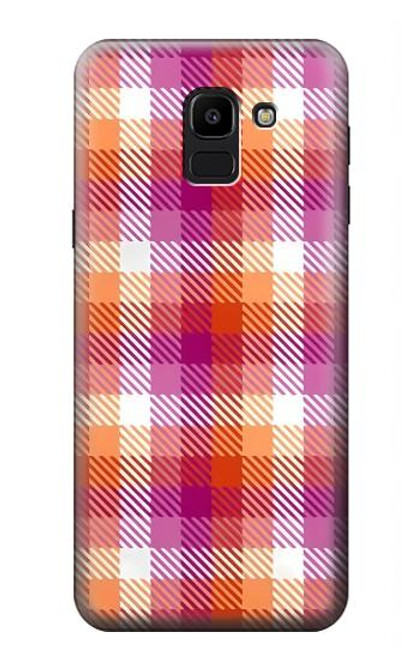 W3941 LGBT Lesbian Pride Flag Plaid Hülle Schutzhülle Taschen und Leder Flip für Samsung Galaxy J6 (2018)