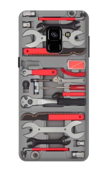 W3921 Bike Repair Tool Graphic Paint Hülle Schutzhülle Taschen und Leder Flip für Samsung Galaxy A8 (2018)