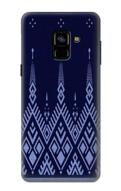 W3950 Textile Thai Blue Pattern Hülle Schutzhülle Taschen und Leder Flip für Samsung Galaxy A8 (2018)