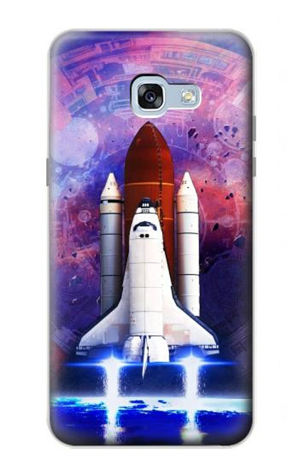 W3913 Colorful Nebula Space Shuttle Hülle Schutzhülle Taschen und Leder Flip für Samsung Galaxy A5 (2017)