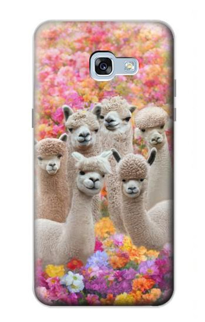 W3916 Alpaca Family Baby Alpaca Hülle Schutzhülle Taschen und Leder Flip für Samsung Galaxy A5 (2017)