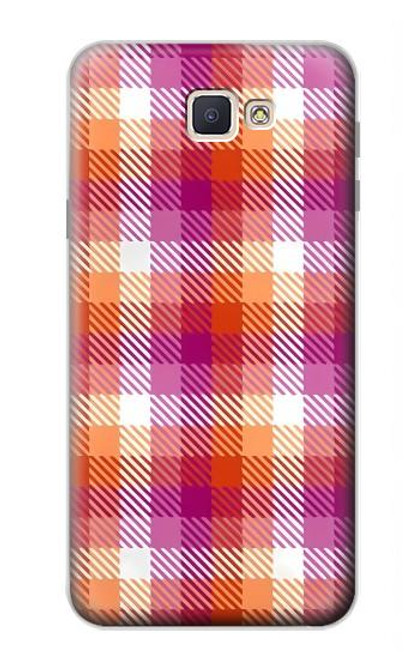 W3941 LGBT Lesbian Pride Flag Plaid Hülle Schutzhülle Taschen und Leder Flip für Samsung Galaxy J7 Prime (SM-G610F)