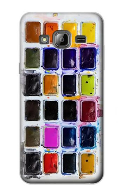 W3956 Watercolor Palette Box Graphic Hülle Schutzhülle Taschen und Leder Flip für Samsung Galaxy J3 (2016)