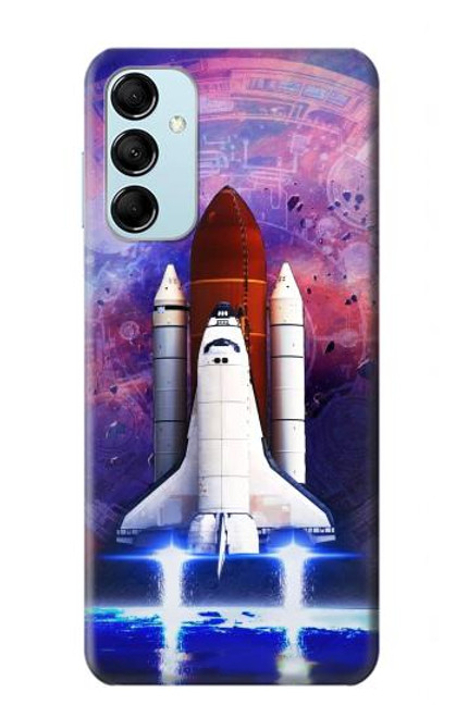 W3913 Colorful Nebula Space Shuttle Hülle Schutzhülle Taschen und Leder Flip für Samsung Galaxy M14