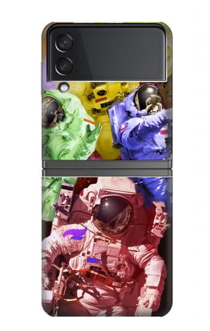 W3914 Colorful Nebula Astronaut Suit Galaxy Hülle Schutzhülle Taschen Flip für Samsung Galaxy Z Flip 4