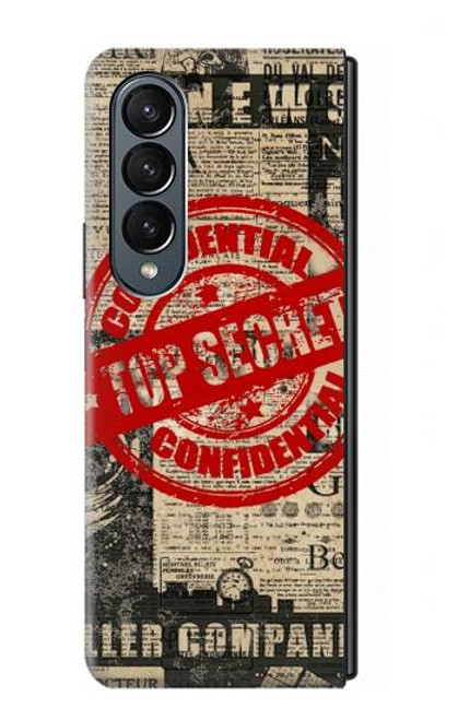 W3937 Text Top Secret Art Vintage Hülle Schutzhülle Taschen Flip für Samsung Galaxy Z Fold 4