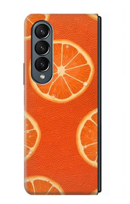 W3946 Seamless Orange Pattern Hülle Schutzhülle Taschen Flip für Samsung Galaxy Z Fold 4