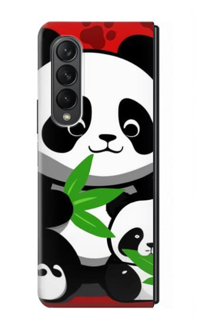 W3929 Cute Panda Eating Bamboo Hülle Schutzhülle Taschen Flip für Samsung Galaxy Z Fold 3 5G