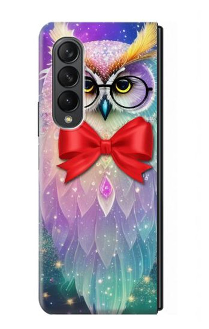 W3934 Fantasy Nerd Owl Hülle Schutzhülle Taschen Flip für Samsung Galaxy Z Fold 3 5G