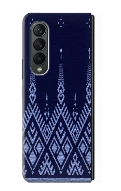 W3950 Textile Thai Blue Pattern Hülle Schutzhülle Taschen Flip für Samsung Galaxy Z Fold 3 5G