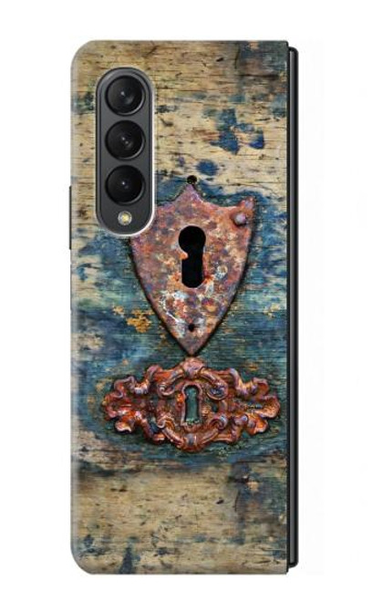 W3955 Vintage Keyhole Weather Door Hülle Schutzhülle Taschen Flip für Samsung Galaxy Z Fold 3 5G