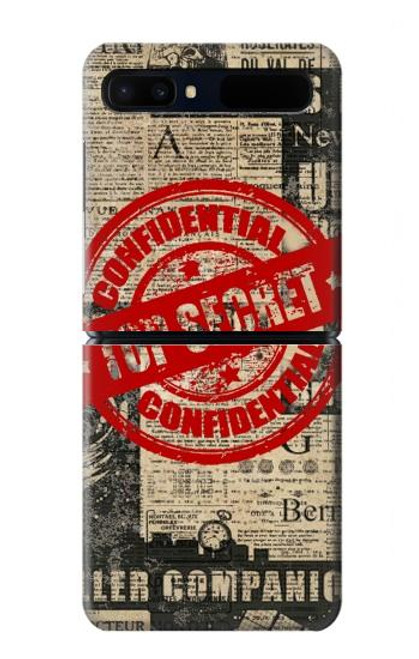 W3937 Text Top Secret Art Vintage Hülle Schutzhülle Taschen Flip für Samsung Galaxy Z Flip 5G