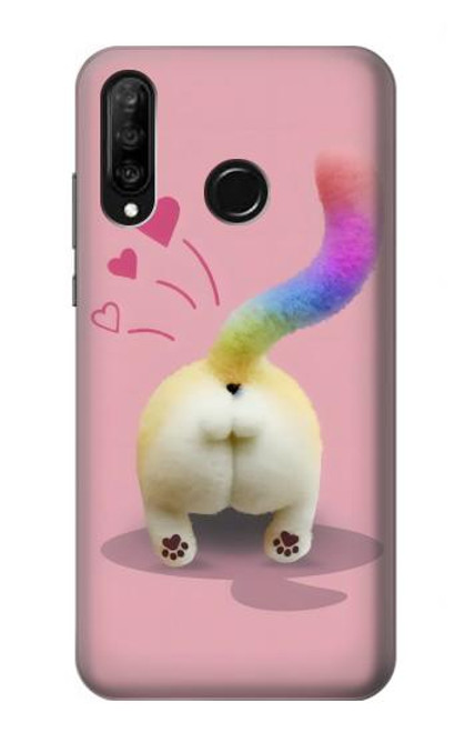 W3923 Cat Bottom Rainbow Tail Hülle Schutzhülle Taschen und Leder Flip für Huawei P30 lite