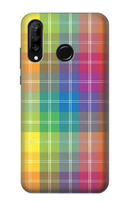 W3942 LGBTQ Rainbow Plaid Tartan Hülle Schutzhülle Taschen und Leder Flip für Huawei P30 lite