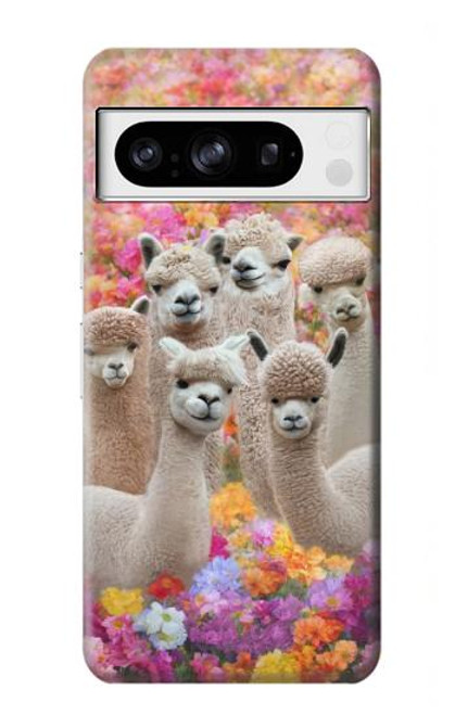 W3916 Alpaca Family Baby Alpaca Hülle Schutzhülle Taschen und Leder Flip für Google Pixel 8 pro