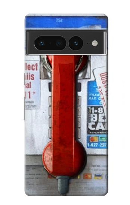 W3925 Collage Vintage Pay Phone Hülle Schutzhülle Taschen und Leder Flip für Google Pixel 7 Pro