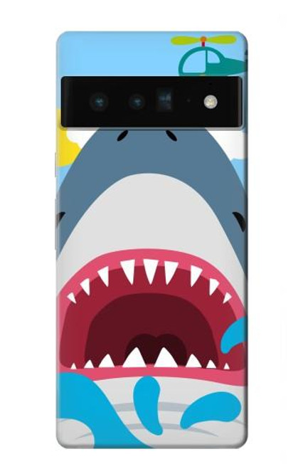 W3947 Shark Helicopter Cartoon Hülle Schutzhülle Taschen und Leder Flip für Google Pixel 6 Pro