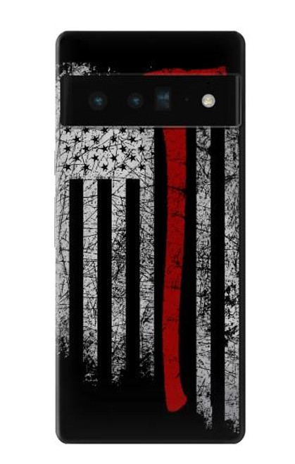 W3958 Firefighter Axe Flag Hülle Schutzhülle Taschen und Leder Flip für Google Pixel 6 Pro