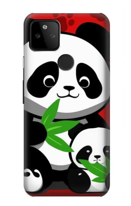 W3929 Cute Panda Eating Bamboo Hülle Schutzhülle Taschen und Leder Flip für Google Pixel 5A 5G