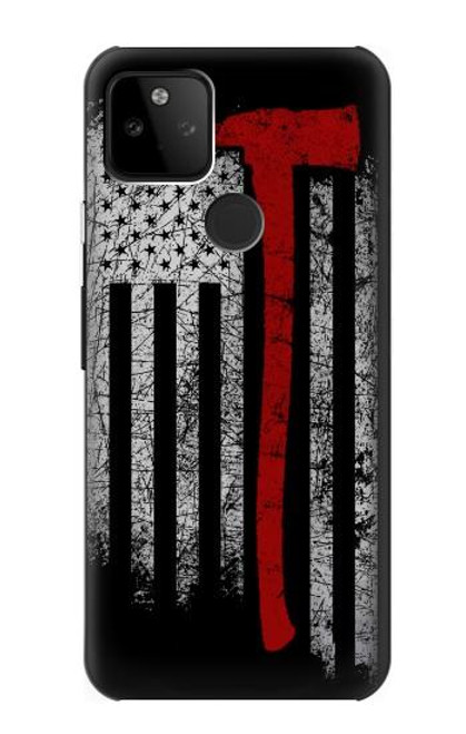 W3958 Firefighter Axe Flag Hülle Schutzhülle Taschen und Leder Flip für Google Pixel 5A 5G