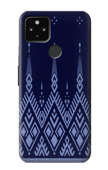 W3950 Textile Thai Blue Pattern Hülle Schutzhülle Taschen und Leder Flip für Google Pixel 4a 5G