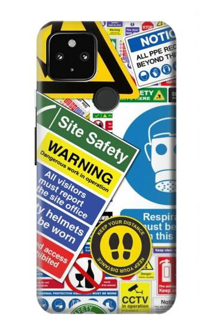 W3960 Safety Signs Sticker Collage Hülle Schutzhülle Taschen und Leder Flip für Google Pixel 4a 5G