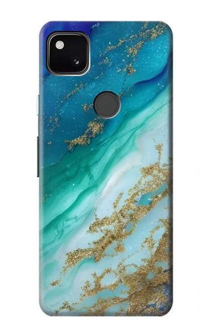 W3920 Abstract Ocean Blue Color Mixed Emerald Hülle Schutzhülle Taschen und Leder Flip für Google Pixel 4a